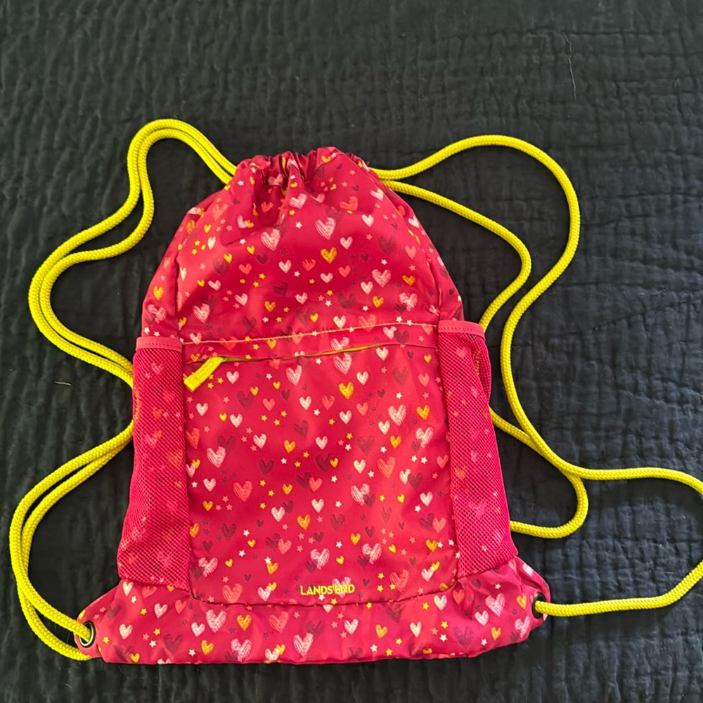 Land’s End Heart String Bag, EUC